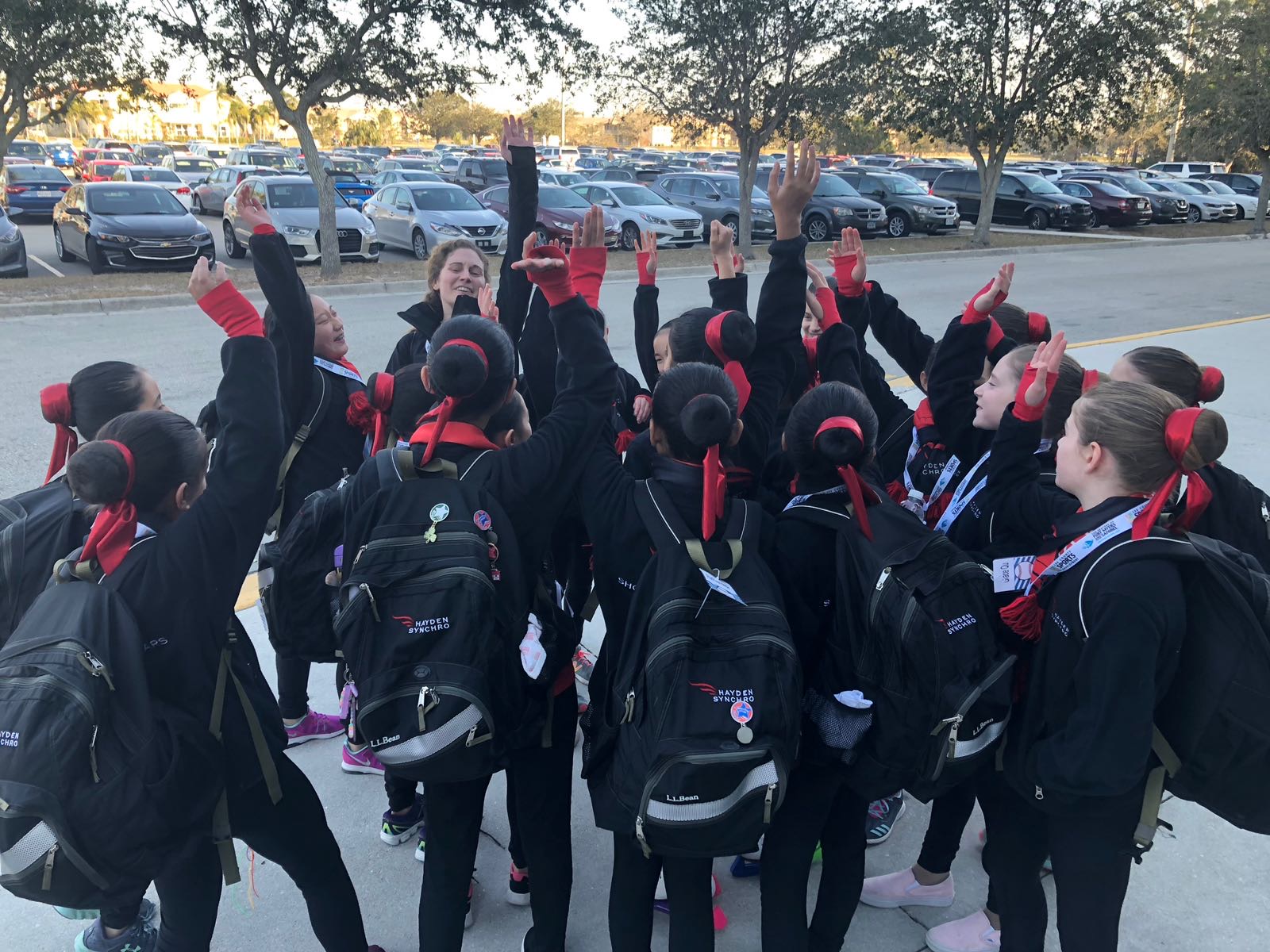 2018 Shooting Stars huddle before skating Eastern Sectional Final round.