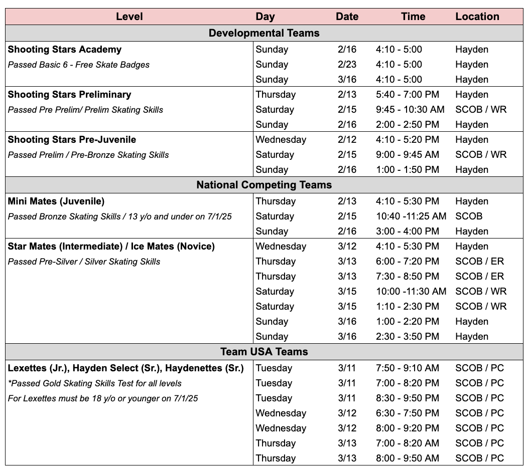 schedule